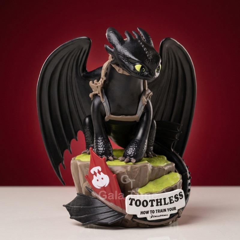 GT Gala Time Night Fury Toothless Dragon Rock Pose Collectible Figure for Kids Adults Multicolor