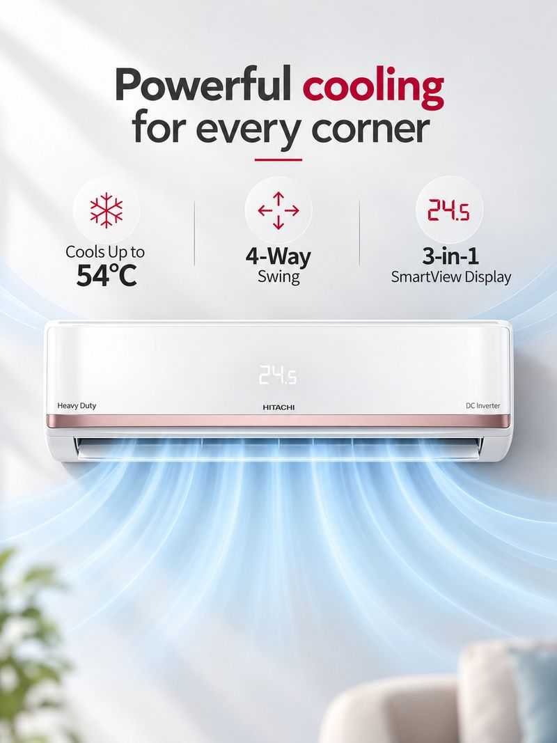Hitachi 2026 2 Ton 3 Star Split Inverter AC with Wi-Fi - Image 3