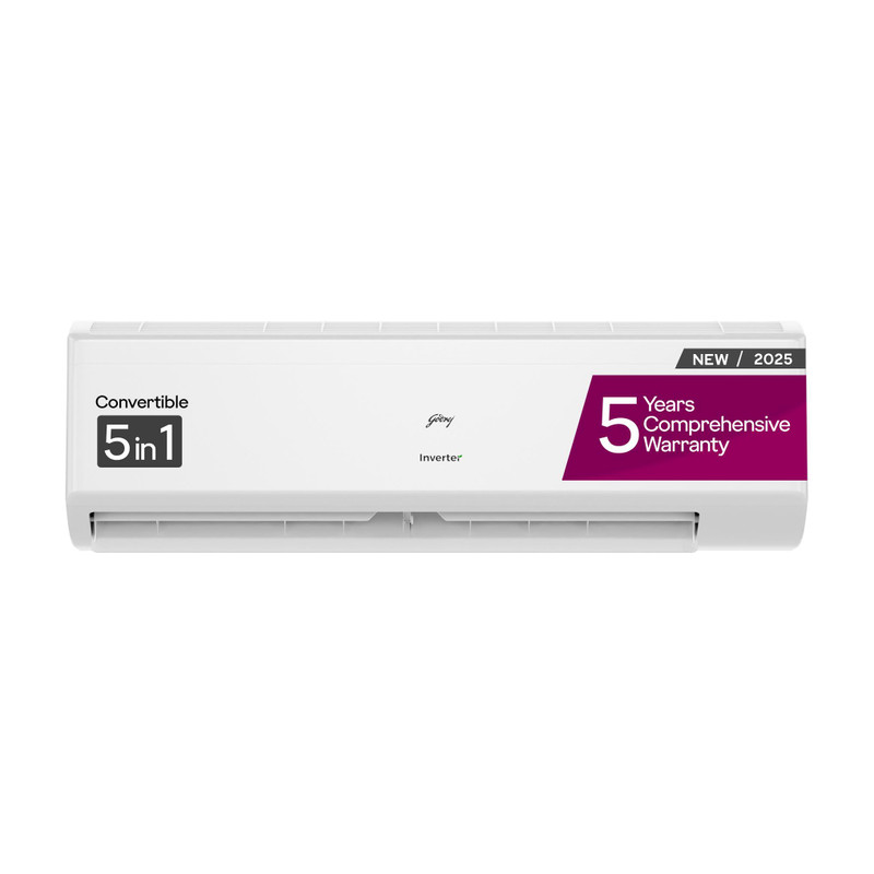 Godrej 2025 Model 1.5 Ton 5 Star Split Inverter AI Powered, 5-In-1 Convertible, Heavy Duty Cooling At Extreme Temperature AC (AC 1.5T SIC 18ITC5 WYD, 