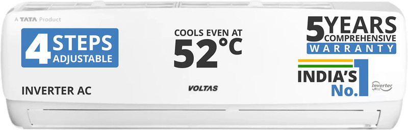 Voltas 2025 Model 1 Ton 3 Star Split Inverter 4-IN-1 Adjustable Mode | Energy Efficient | High Ambient Cooling (even at 52�C) | Anti-Dust Filter with 