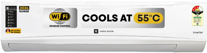 realme TechLife 2026 Model 1 Ton 3 Star Split Inverter with Wi-fi AC 103IAA26WRMS, White