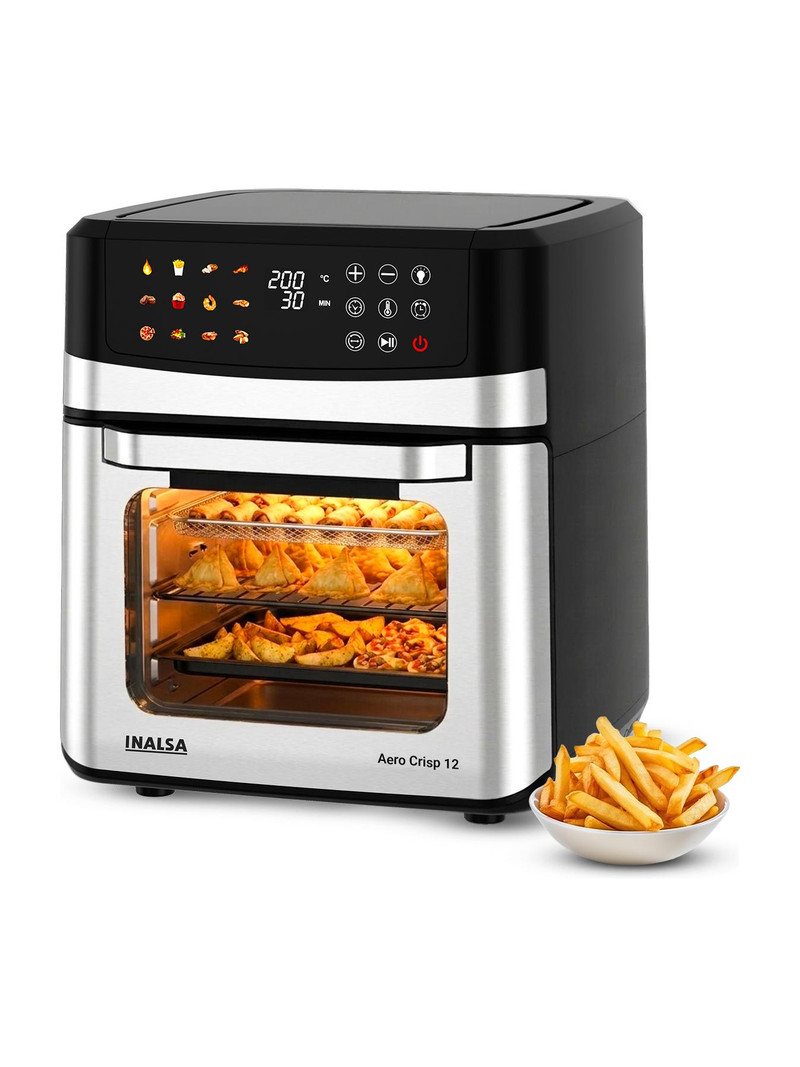 Inalsa Aero Crisp 12,1700W,Stainless Steel Body 12-in-1 Functions Oven,Fry,Bake,Grill,Dehydrate&Reheat|12 Preset|Rotisserie&Convection|Dishwasher Safe