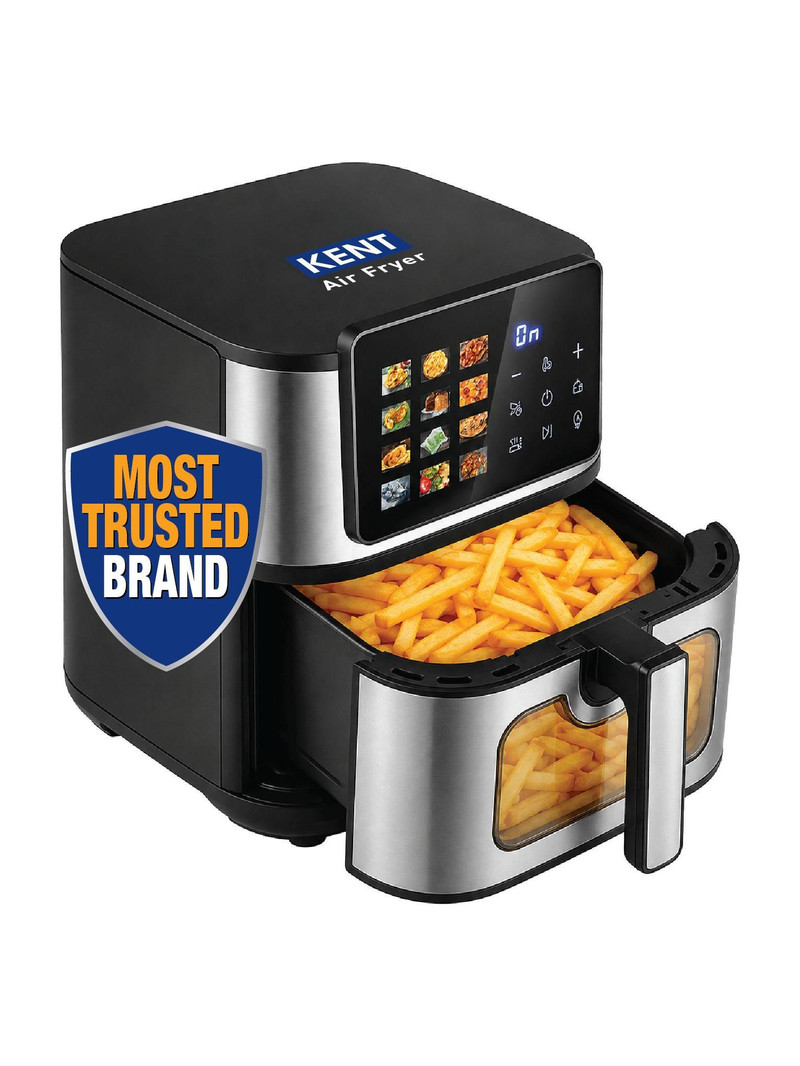 KENT Digital Air Fryer 9L 2200W Bake,Grill&RoastUp to 80% Less Oil Usage 12 Preset Menu Digital Display & Touch Control Panel Glass Window with in bui