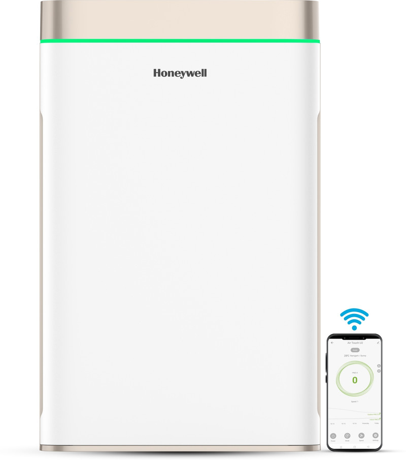 Honeywell Air Touch U2 Air Purifier with H13 HEPA Filter, Anti-Bacterial Filter& Pre-Filter. Equipped with PM2.5 level, UV-C LED, Ionizer Humidifier &