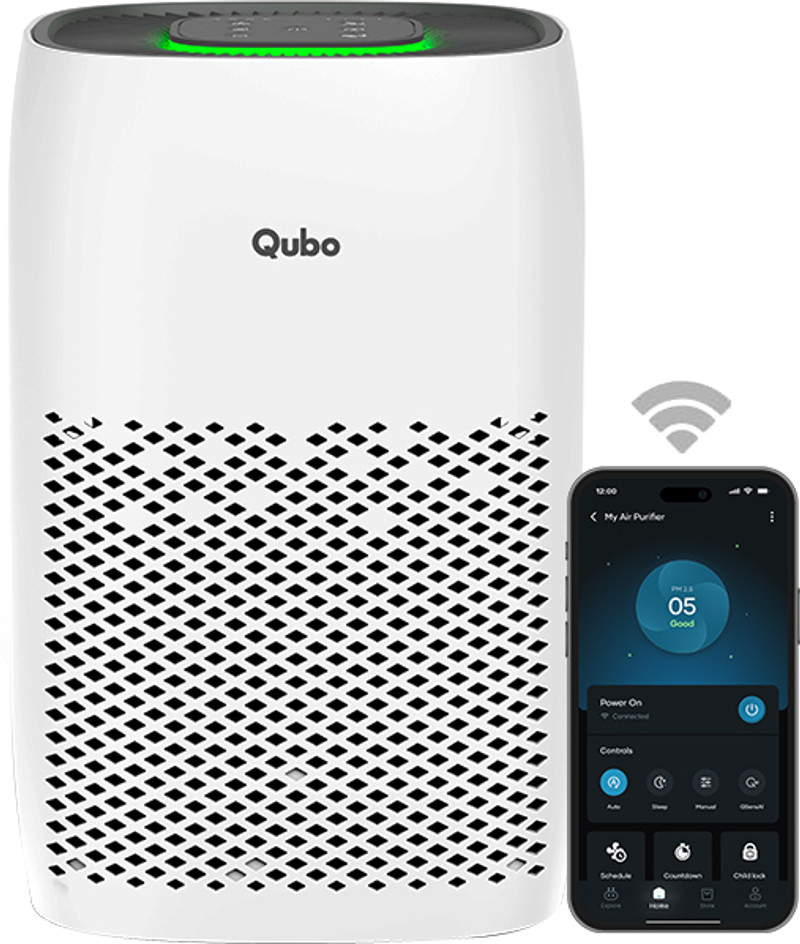 qubo smart air purifier q200 200 sqft hepa 13 app voice control room