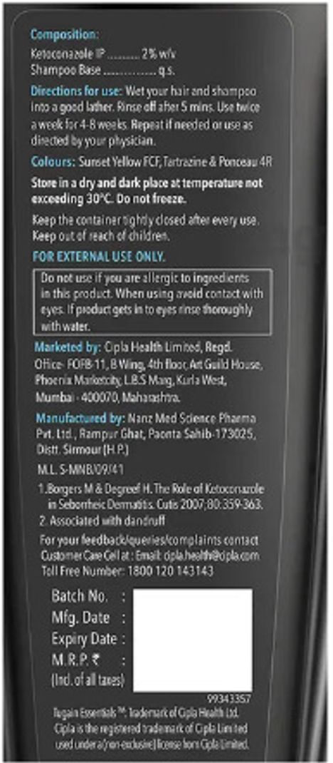 Cipla Tugain Essentials 2% Ketoconazole Anti-Dandruff Shampoo - Image 3