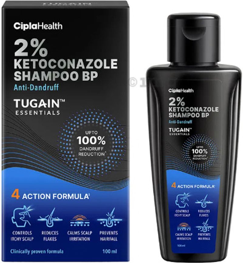 Cipla Tugain Essentials 2% Ketoconazole Anti-Dandruff Shampoo - Image 2