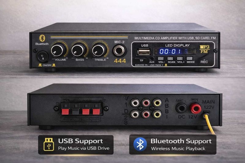 world voice Prime Series 4440 Double IC Bluetooth Home Amplifier BT/USB/FM/MP3/SD-MMC/AUX 160 W AV Power Amplifier (Black) - Image 3