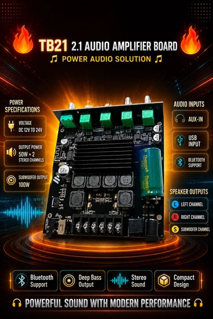 AJ COLLECTIONS AJ-ZK-TB21-2.1 200W AV Amplifier Black - Image 4