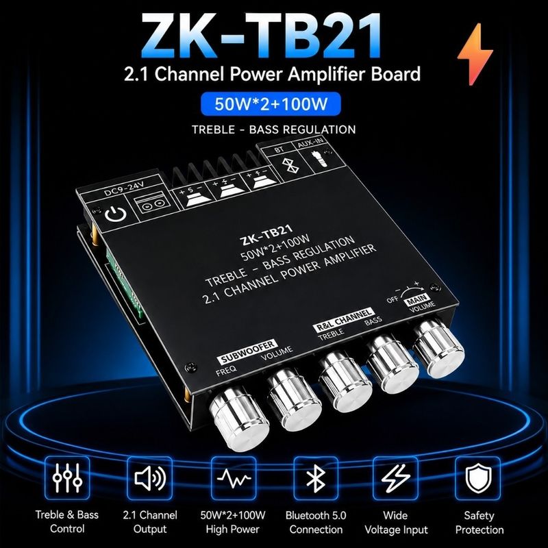 AJ COLLECTIONS TB21 2.1 Channel Bluetooth Amplifier - Image 2