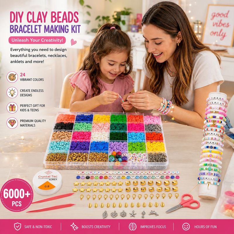Ecraze Colorful Bracelet Making Set with Craft Findings and Lette...more - Image 6