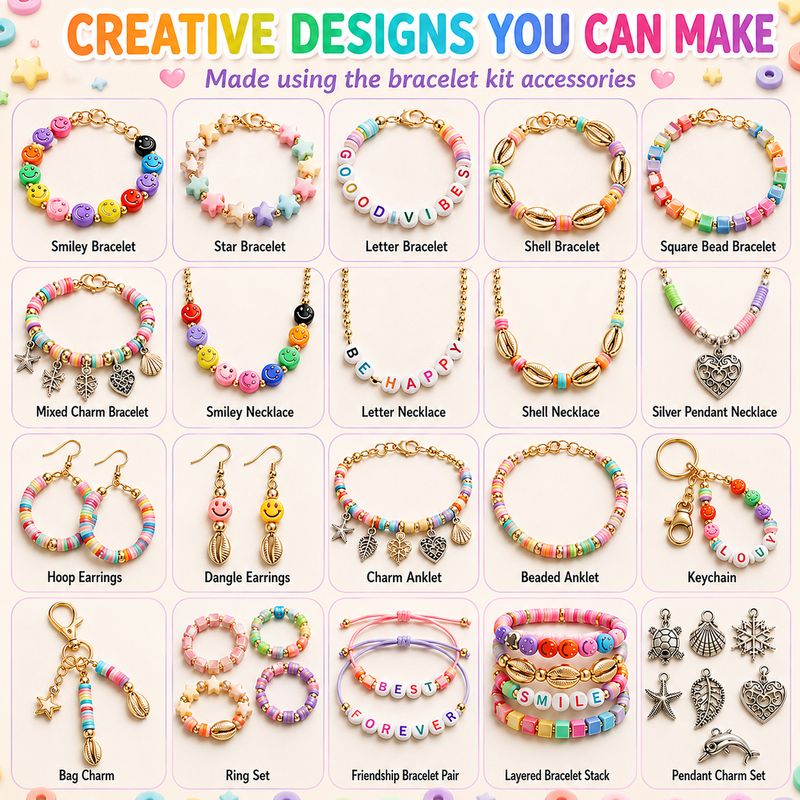 Ecraze Colorful Bracelet Making Set with Craft Findings and Lette...more - Image 5