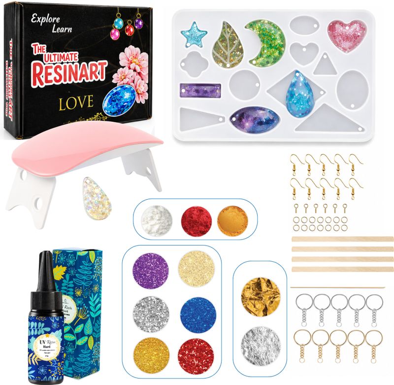 Exploralearn DIY UV Resin Kit with LED Lamp, 25g, 15 Cavity - Image 2