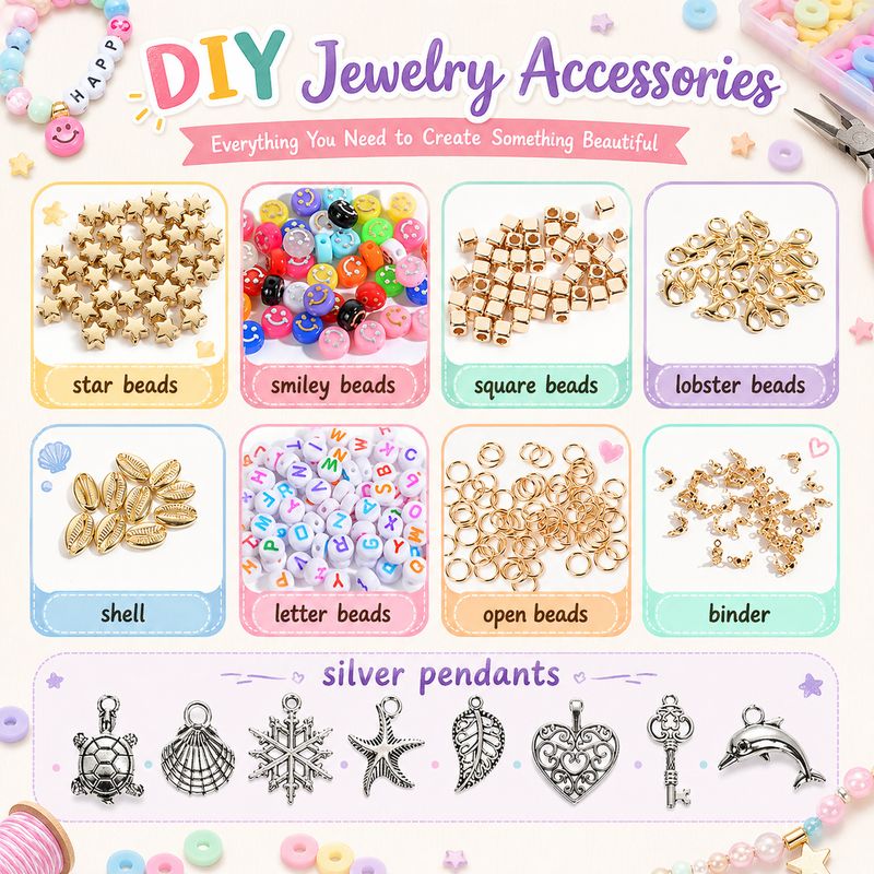 Ecraze Colorful Bracelet Making Set with Craft Findings and Lette...more - Image 3