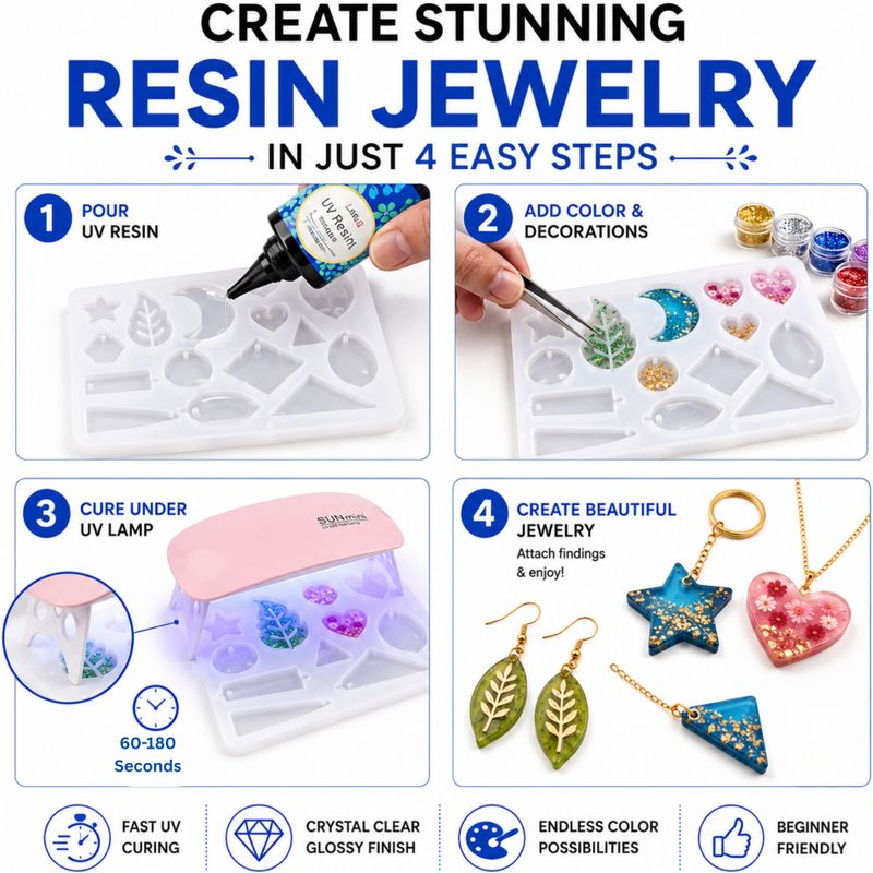 Exploralearn DIY UV Resin Kit with LED Lamp, 25g, 15 Cavity - Image 5
