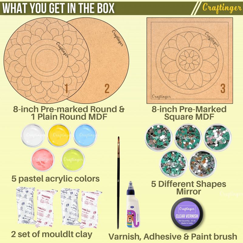 Craftinger Lippan Art Kit with 3 MDF Bases - Image 4