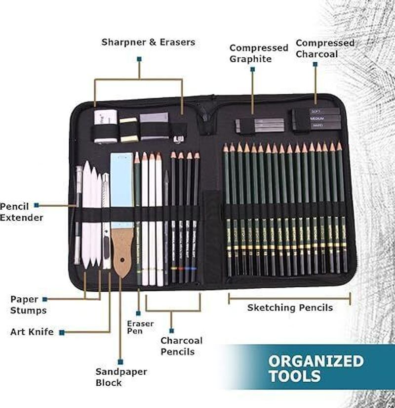 Shivom Art Sketching Pencils 42 Pcs Drawing Kit - Image 3
