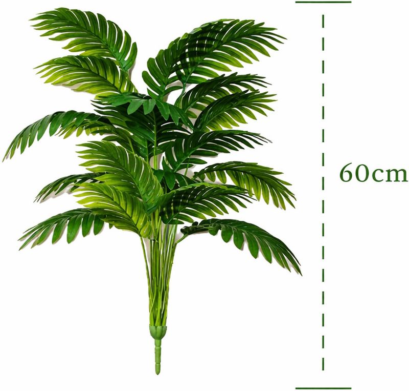 Anbia 12 Leaves Artificial Palm Plant with White Pot Bonsai Artificial Plant with Pot (60 cm, Green) - Image 7