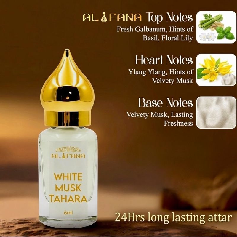 AL FANA White Musk Tahara Attar 6ml Roll On Perfume - Image 4