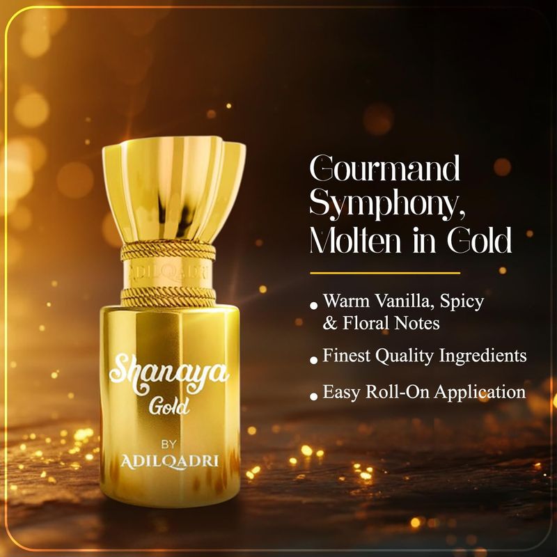 Adilqadri Shanaya Gold Gourmand Fragrance Roll On 10ml - Image 4