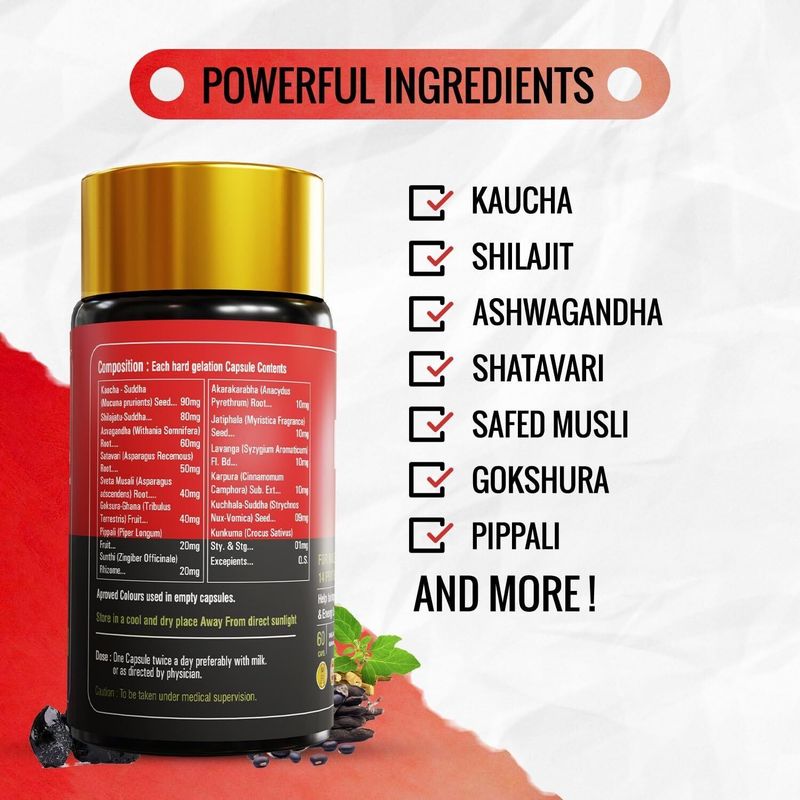 A R Ayurveda Horse Fire Capsule For Men- 60 Capsules - Image 5