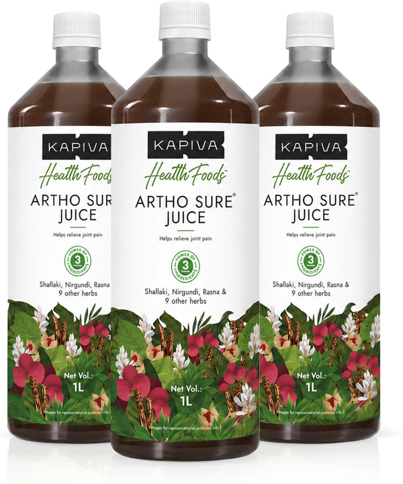 Kapiva Artho Sure Juice | Ayurvedic Joint Pain Relief for Arthritis & Knee Pain (Pack of 3, 3000 ml)