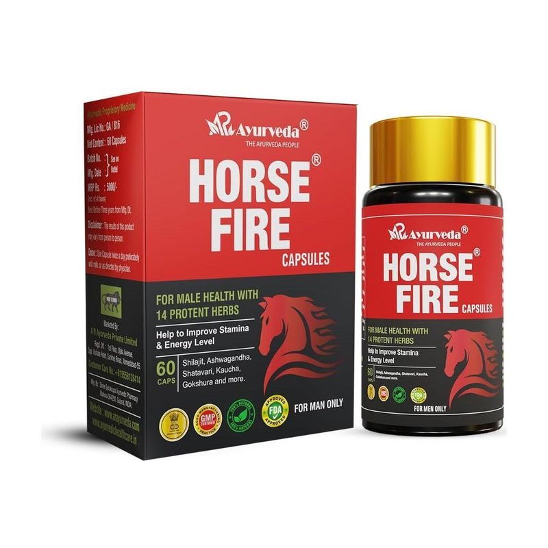 A R Ayurveda Horse Fire Capsule For Men- 60 Capsules - Image 2