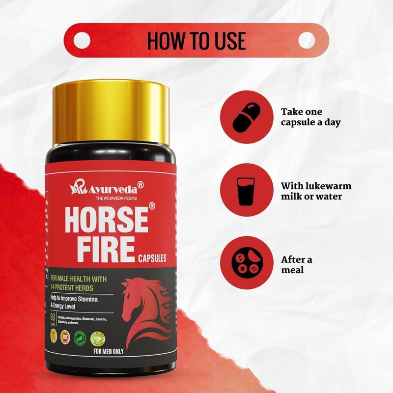 A R Ayurveda Horse Fire Capsule For Men- 60 Capsules - Image 4