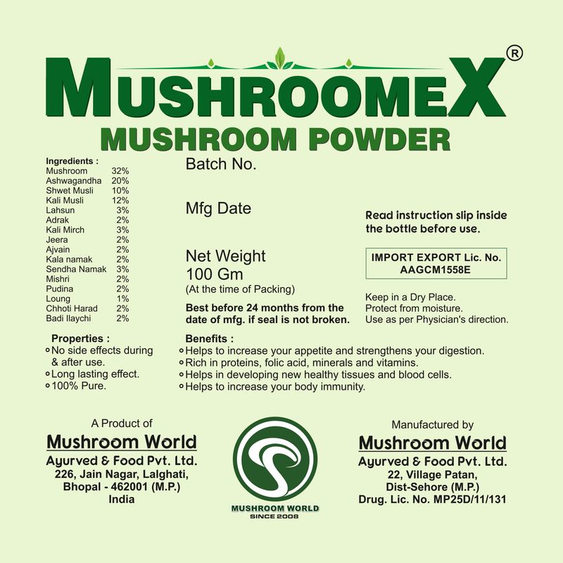 mushroomex Mushroom Poweder (Ayurvedic Weight Gainer 100 GM) - Image 5