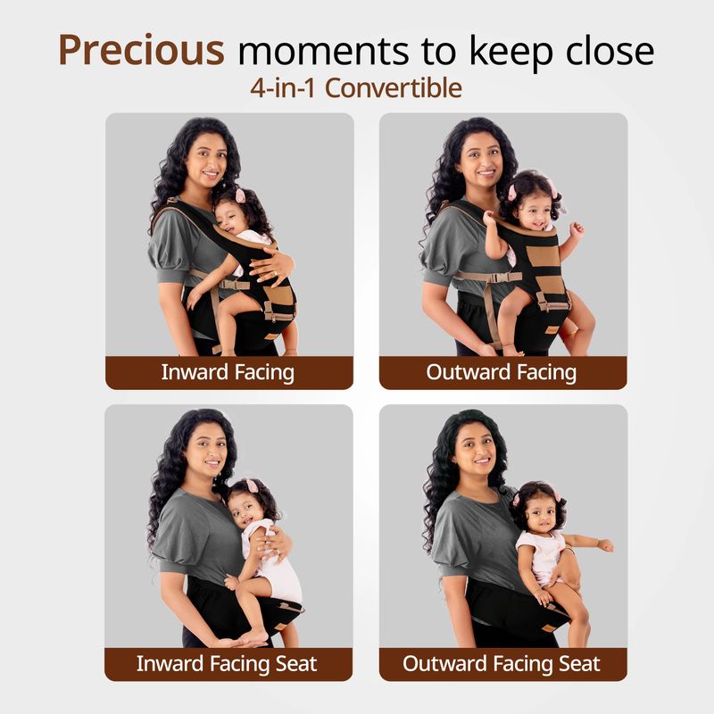 LuvLap Royal Baby Hip Seat Carrier with 4 Carry positions, for 4 to 24 months Baby Carrier (Black, Hip Carry) - Image 6