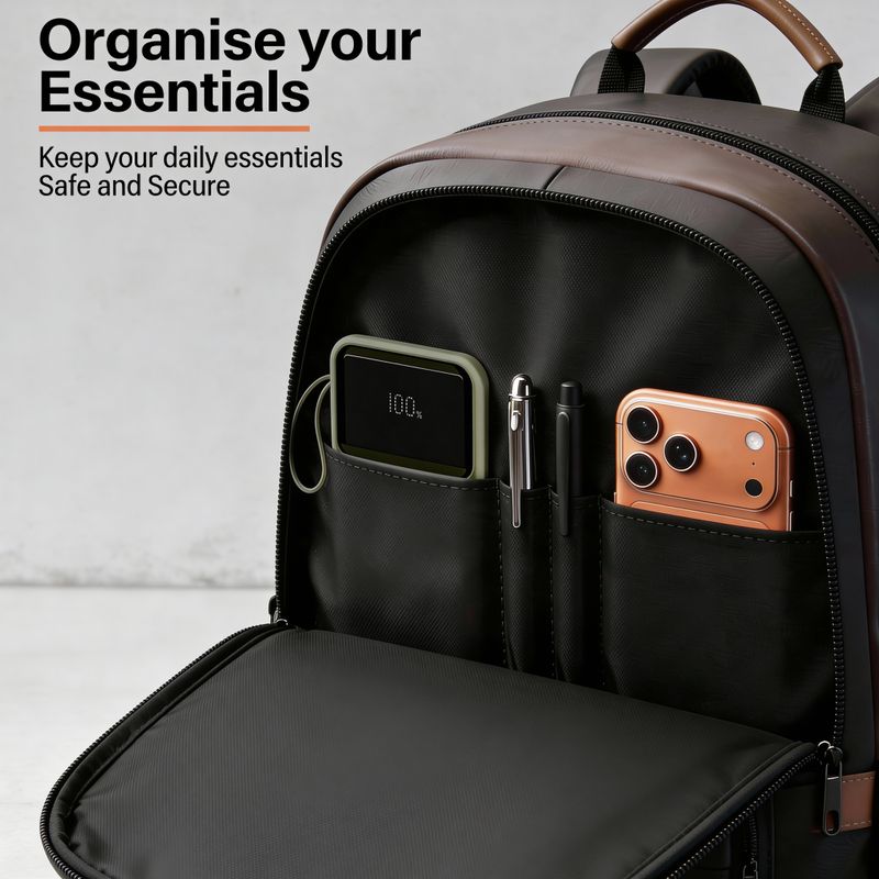 WROGN 25L PU Leather Laptop Backpack - Image 4