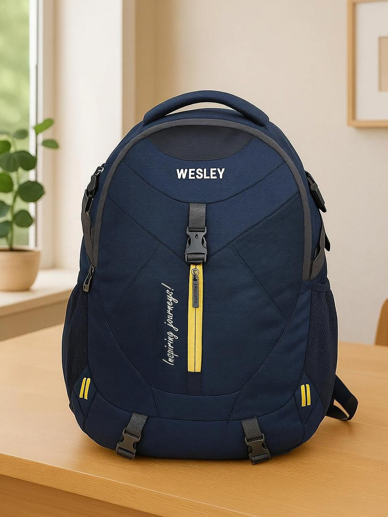 WESLEY Large 50 L Laptop Backpack Zeal Multipurpose bag with Shoe Compartment/Raincover College travel backpack Blue