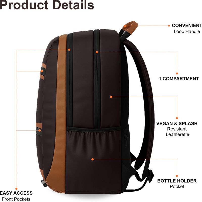 PAZZO Medium 30 L Laptop Backpack Classic Anti Theft Faux Leather Office/Travel/College with 15.6 - Image 7