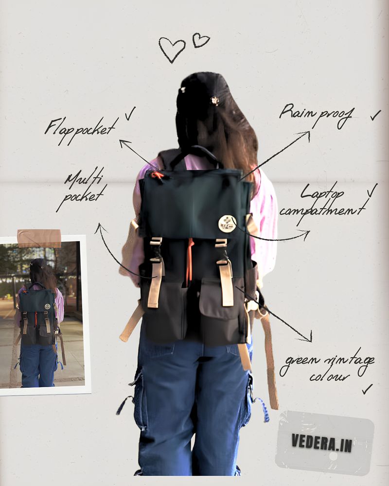 Vedera 35L Green Military Laptop Backpack - Image 6