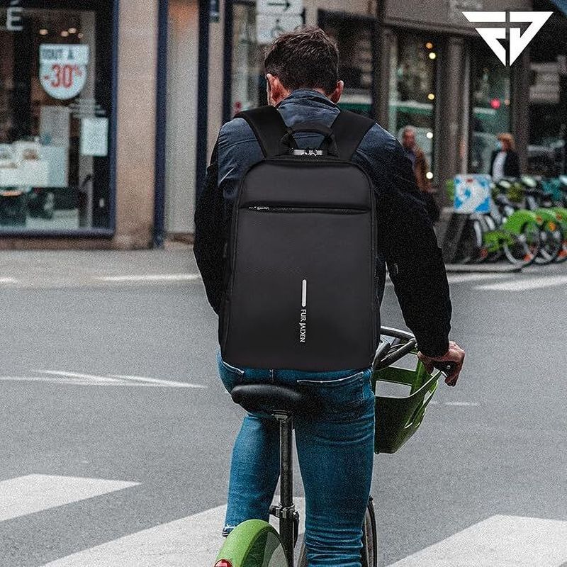 FUR JADEN Medium 22 L Laptop Backpack With Anti Theft Number Lock and USB Charging for Men Women (Black) - Image 6