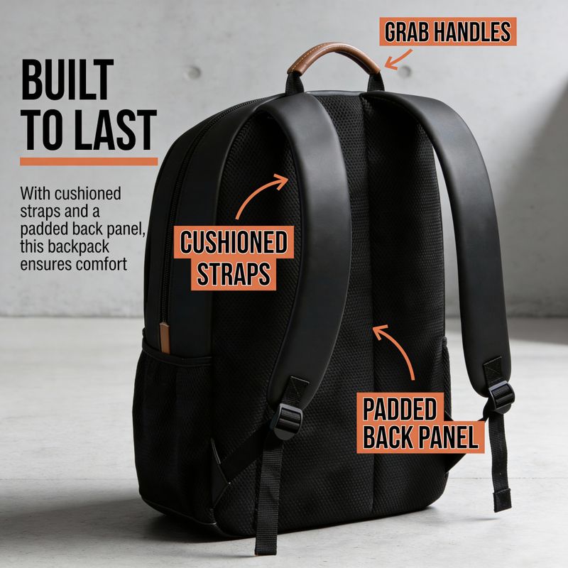 WROGN 25L PU Leather Laptop Backpack - Image 6