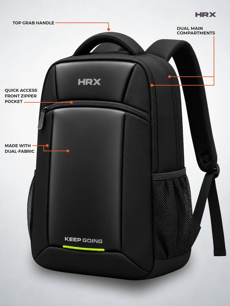 HRX by Hrithik Roshan HRX Edge Pro 41L Laptop Backpack (Black) - Image 4