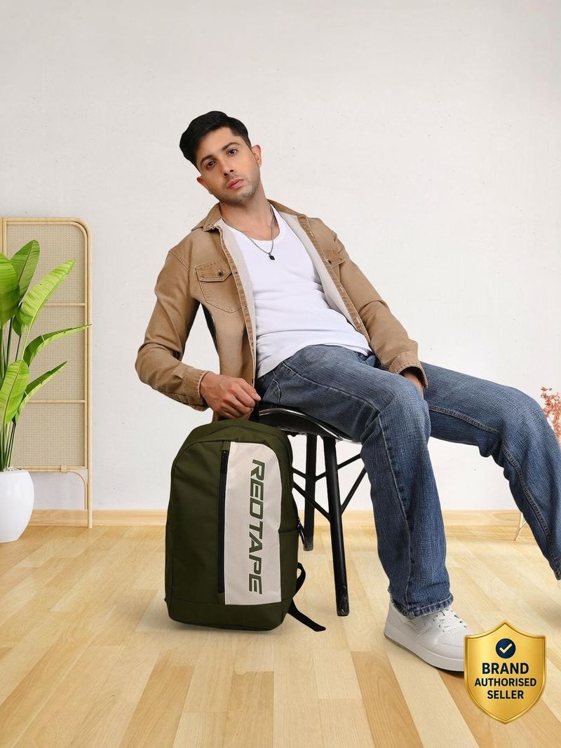 RED TAPE 19.5 L Laptop Backpack Olive Beige Boys & Unisex Polyester Backpack | School, College & Office Bag (Green) - Image 2