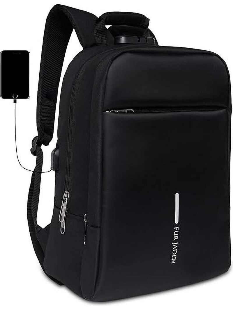 FUR JADEN Medium 22 L Laptop Backpack With Anti Theft Number Lock and USB Charging for Men Women (Black) - Image 2
