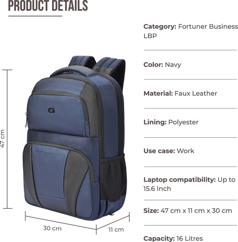 Gear Fortuner Business Laptop Backpack 17L Blue - Image 5