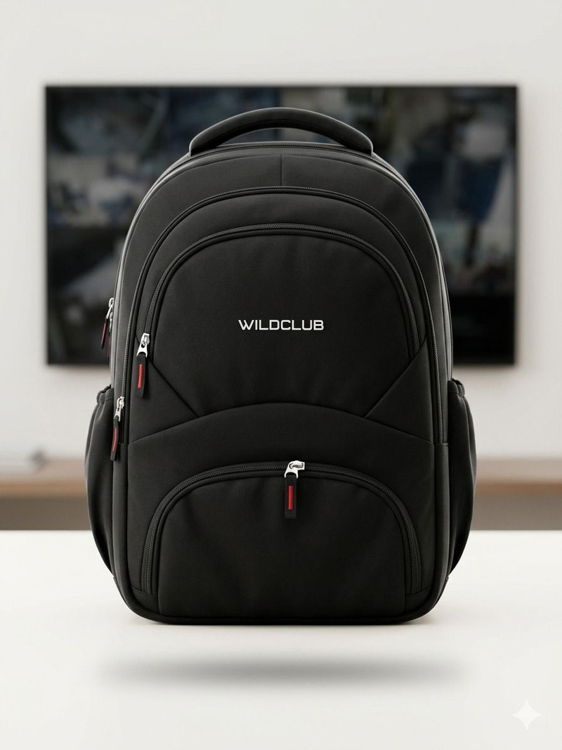 WILDCLUB Medium 30 L Laptop Backpack Stylish Black Unisex Backpack for College, Office and Daily Use Black
