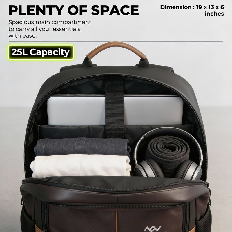WROGN 25L PU Leather Laptop Backpack - Image 5