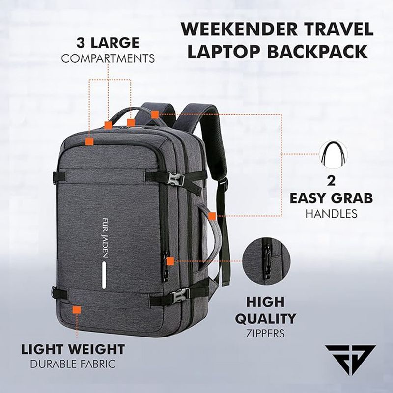 FUR JADEN Large 40L Laptop Backpack Grey - Image 6