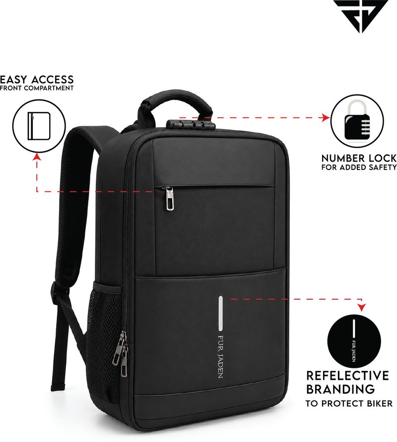 FUR JADEN 25L Laptop Backpack 15.6 Inch with Anti Theft Lock - Image 3
