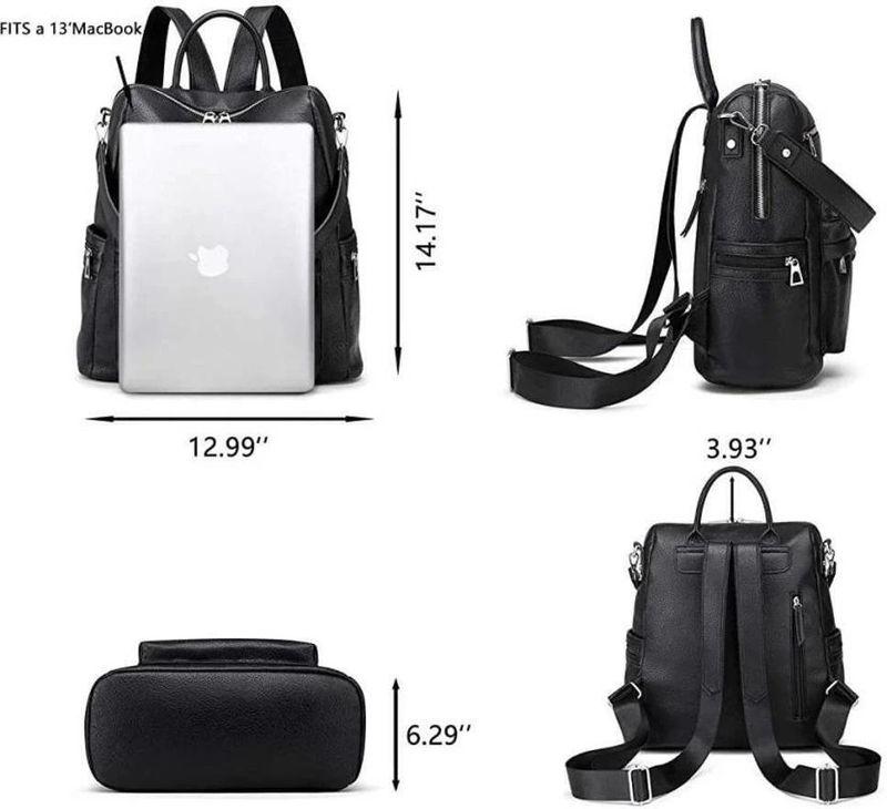 WomenBuzz 25L Vintage PU Leather Laptop Backpack - Image 5