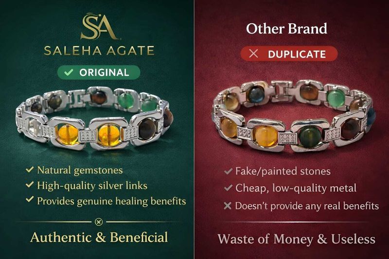 Saleha Agate Brass Crystal Silver Bracelet - Image 5