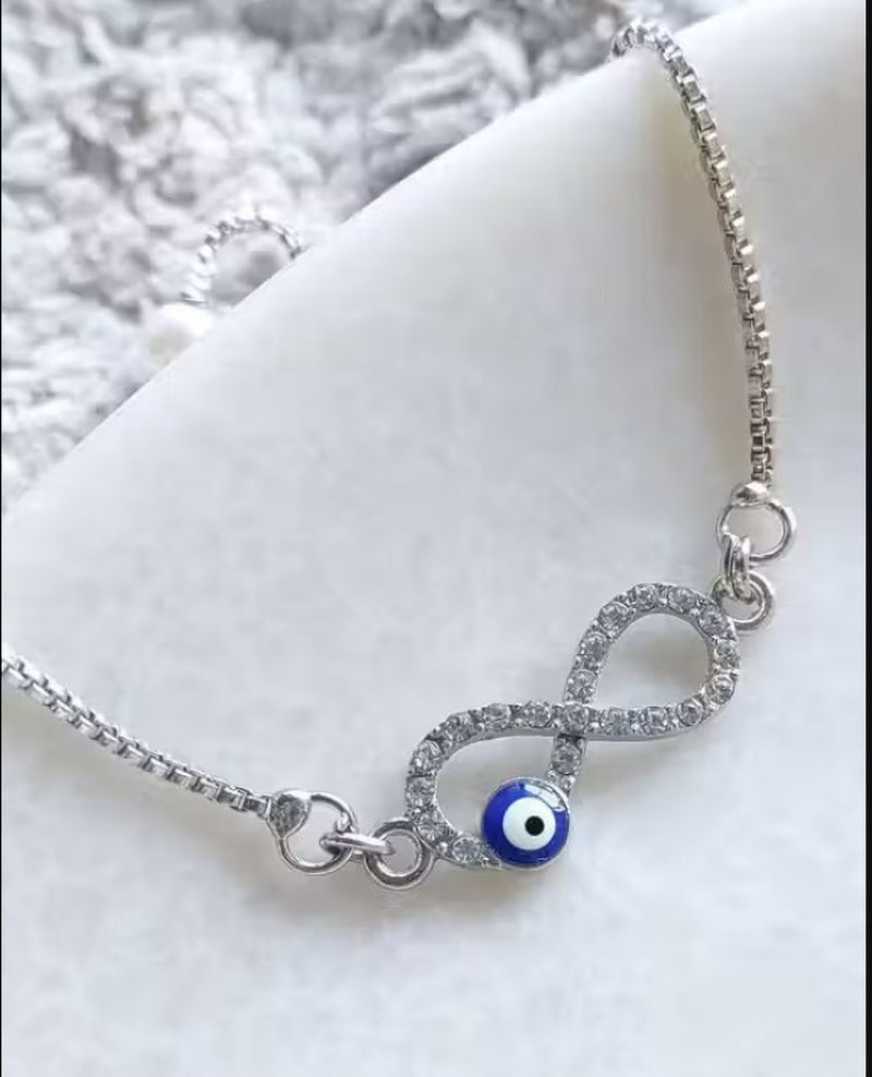 JenishFashions Cubic Zirconia Diamond Silver Bracelet - Image 5
