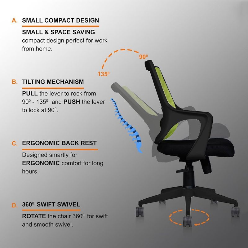 MEASTRO Ergonomic Office Chair Green Fabric - Image 7