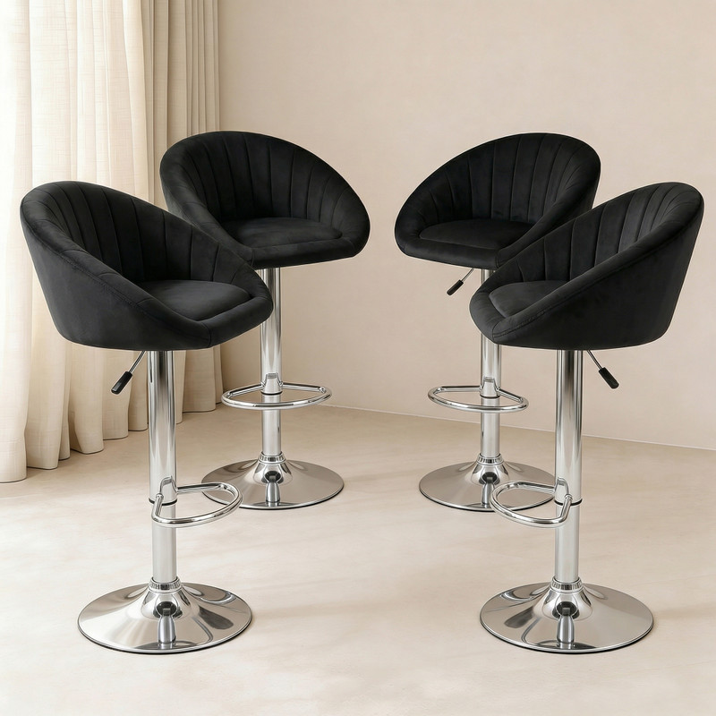 SEATFIT Adjustable Swivel Bar Chair with Cushioned Seat for Kitchen & Bar Solid Wood Bar Stool (Finish Color - Black, DIY(Do-It-Yourself))