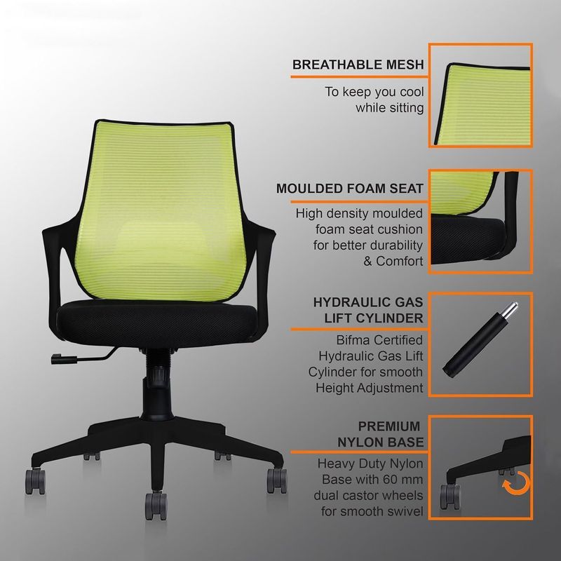 MEASTRO Ergonomic Office Chair Green Fabric - Image 8